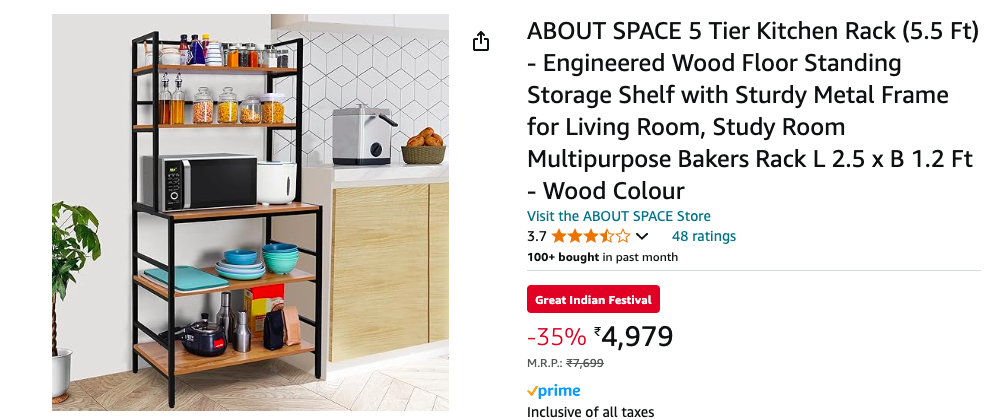 About Space 5 Tier Kitchen Rack