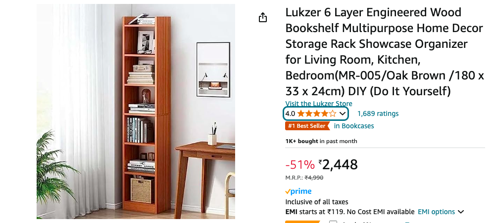 Lukzer 6 Layer Engineered Wood Multipurpose Storage Rack